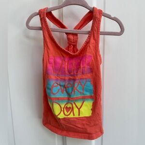 The Children’s Place XS 4 Girls Orange & Laugh Everyday Racerback Tank Top Shirt